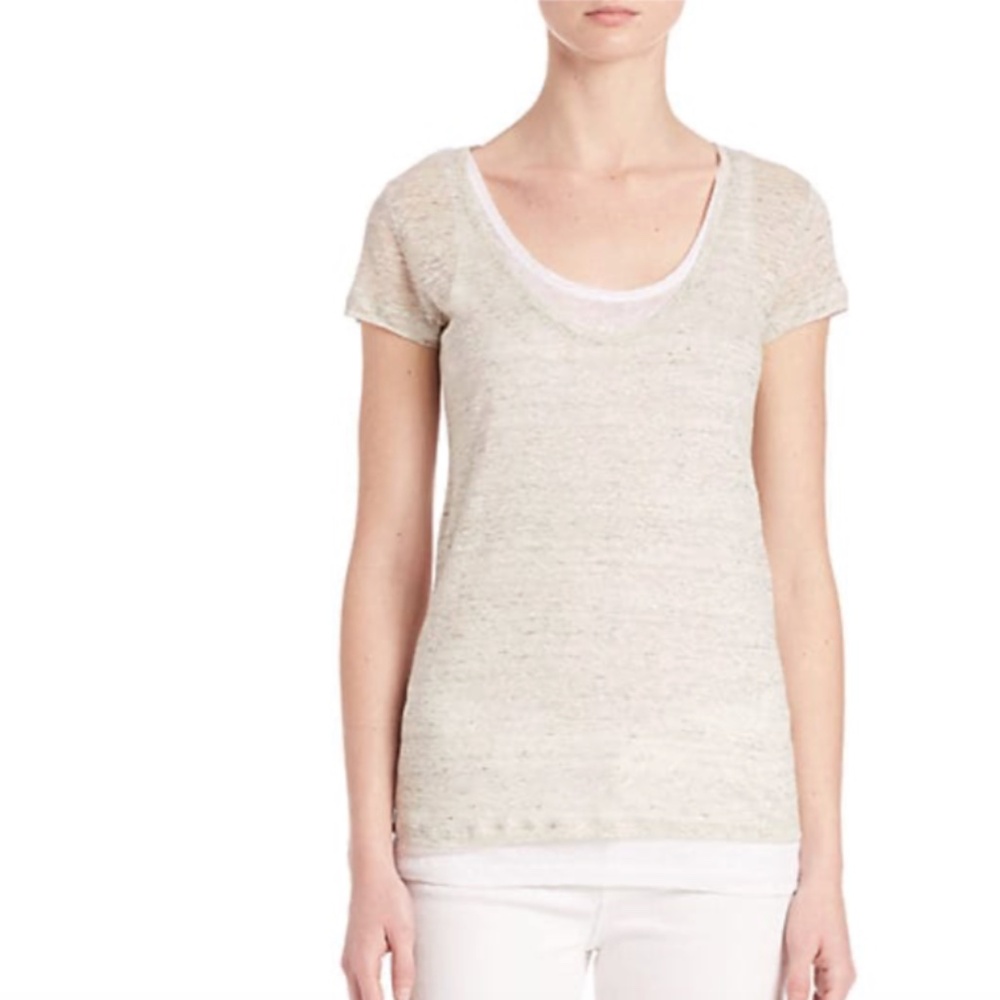 MAJESTIC FILATURES LINEN DOUBLE LAYERED LUXE TEE XS SAKS